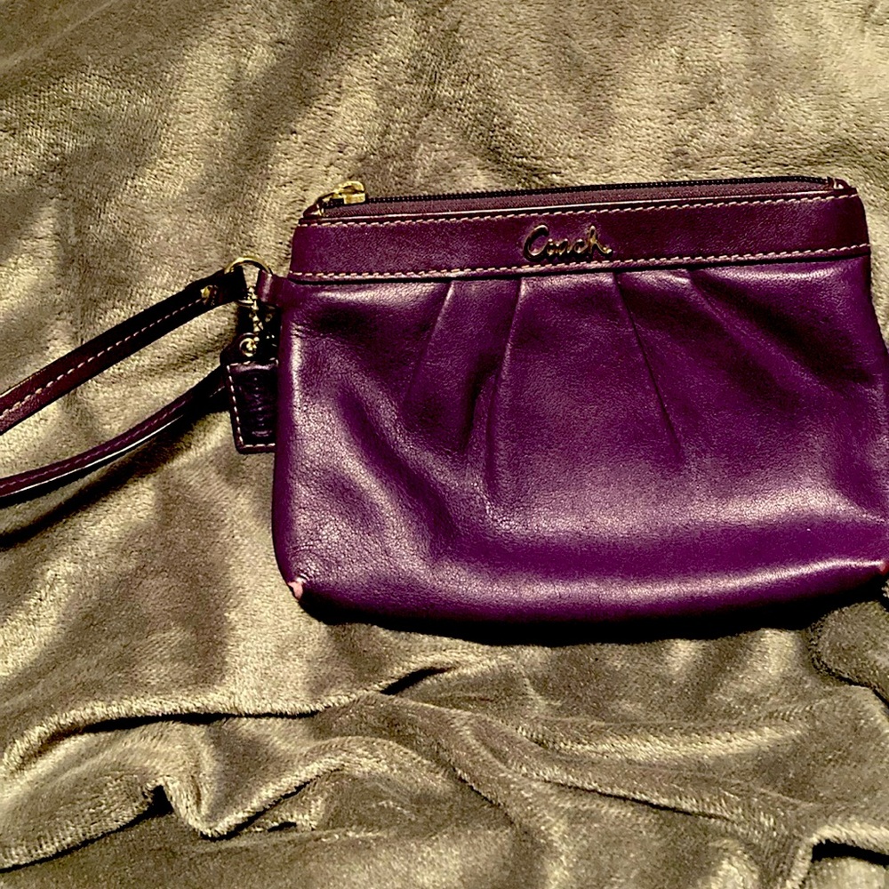 Purple Leather Coach Wristlet